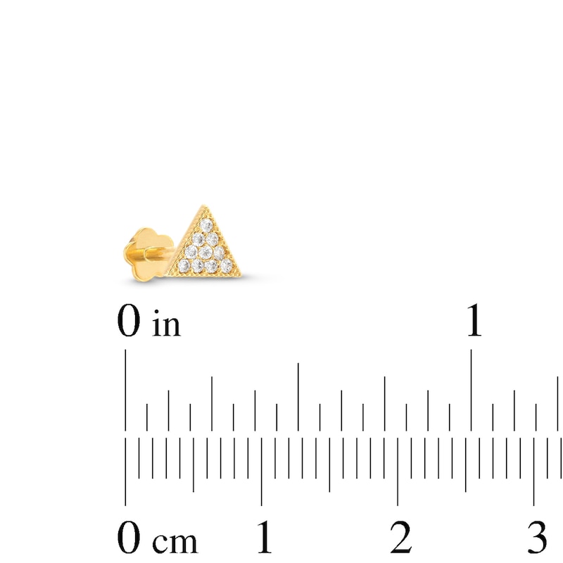 Main Image 4 of Cubic Zirconia Triangle Single Helix Stud 14K Yellow Gold - 18G 8MM
