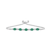 Thumbnail Image 1 of Oval-Cut Lab-Created Emerald & White Lab-Created Sapphire Bolo Bracelet Sterling Silver