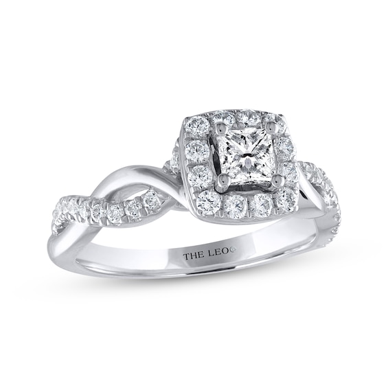 THE LEO Diamond Princess-Cut Halo Engagement Ring 3/4 ct tw 14K White Gold
