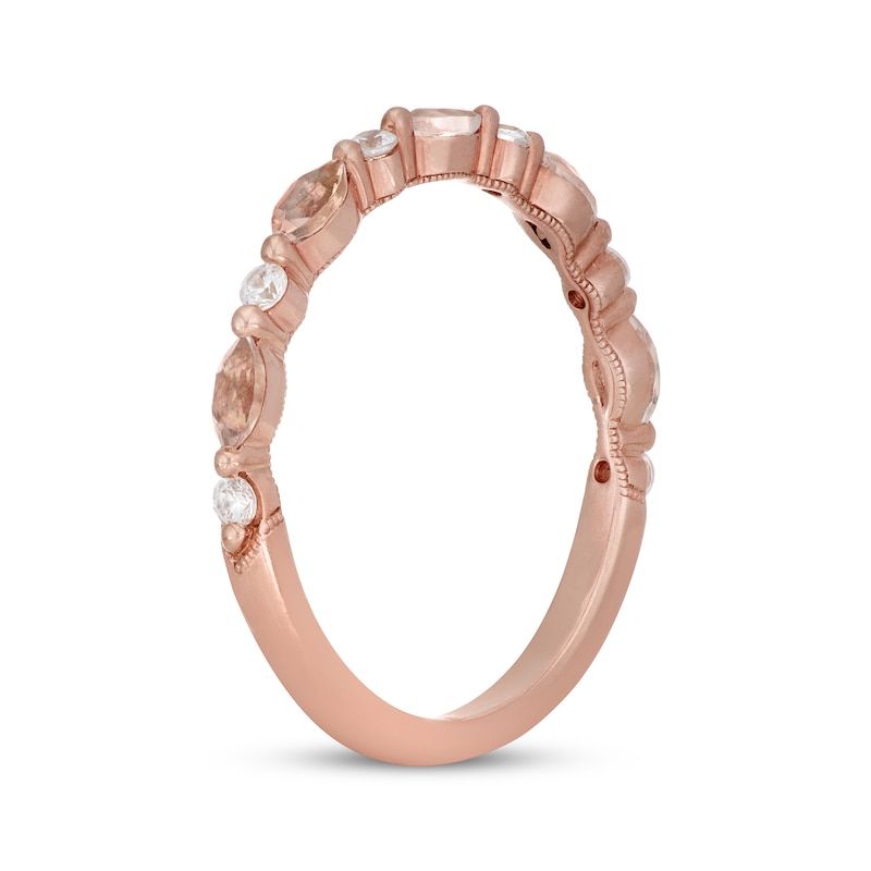 Neil Lane Marquise-Cut Morganite & Round-Cut Diamond Anniversary Ring 1/8 14K Rose Gold