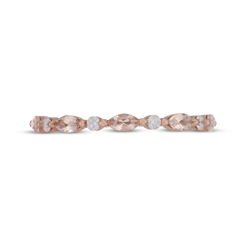 Neil Lane Marquise-Cut Morganite & Round-Cut Diamond Anniversary Ring 1/8 14K Rose Gold