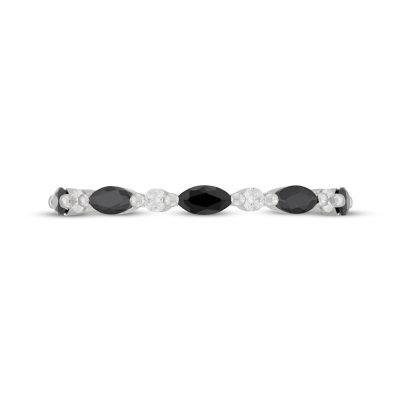 Main Image 3 of Neil Lane Marquise-Cut Black Diamond & Round-Cut White Diamond Anniversary Ring 1/2 ct tw 14K White Gold