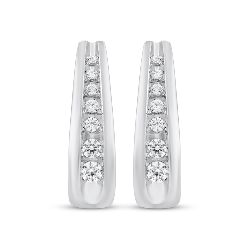 Main Image 2 of Diamond J-Hoop Earrings 1/4 ct tw 10K White Gold