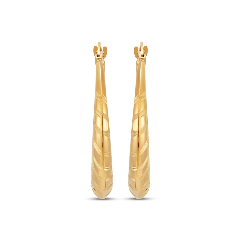 Diamond-Cut Tapered Puff Hoop Earrings 10K Yellow Gold 32.6mm