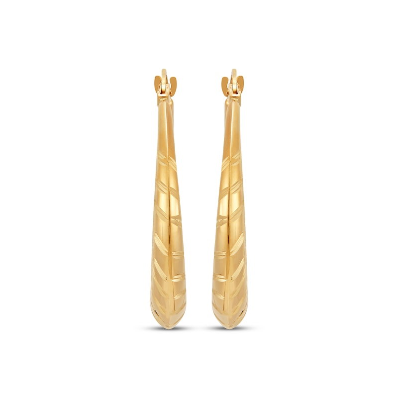 Diamond-Cut Tapered Puff Hoop Earrings 10K Yellow Gold 32.6mm