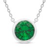 Thumbnail Image 0 of Lab-Created Emerald Solitaire Bezel-Set Necklace Sterling Silver 18"