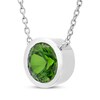 Thumbnail Image 1 of Lab-Created Emerald Solitaire Bezel-Set Necklace Sterling Silver 18"