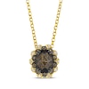 Thumbnail Image 1 of Le Vian Venetian Mosaic Oval-Cut Chocolate Quartz Necklace 1/8 ct tw Diamonds 14K Honey Gold 19"
