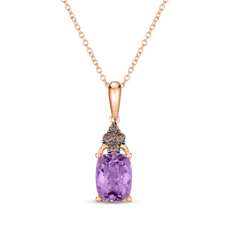 Main Image 1 of Le Vian Cushion-Cut Amethyst Necklace 1/15 ct tw Diamonds 14K Strawberry Gold 20"