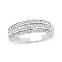 Adore Baguette & Round-Cut Diamond Multi-Row Anniversary Ring 1/2 ct tw 14K White Gold