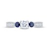 Thumbnail Image 3 of Memories Moments Magic Round-Cut Diamond & Blue Sapphire Three-Stone Engagement Ring 5/8 ct tw 14K White Gold
