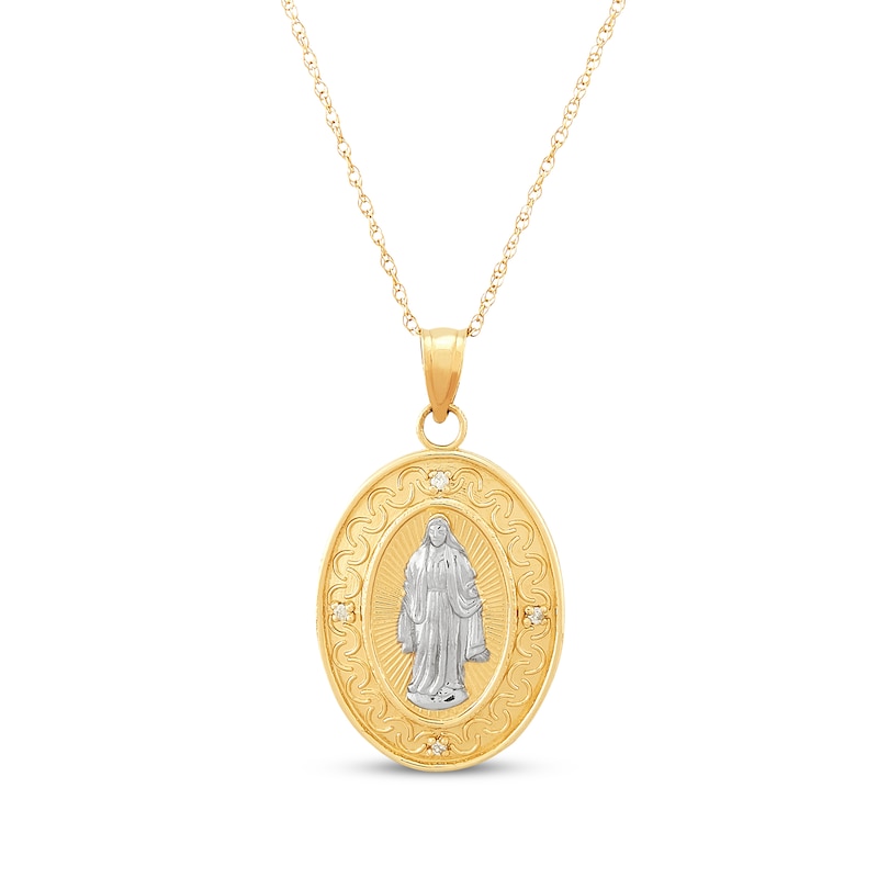 Main Image 1 of Diamond Accent Mary Necklace 14K Yellow Gold 20"