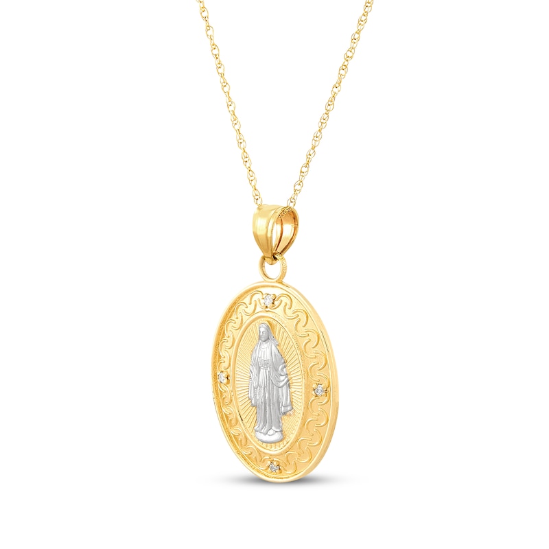 Main Image 2 of Diamond Accent Mary Necklace 14K Yellow Gold 20"