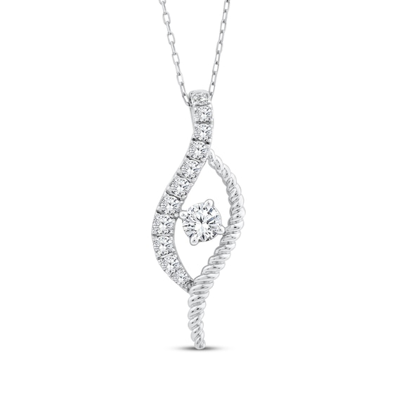 Threads of Love Diamond Swirl Necklace 1 ct tw 10K White Gold 18"