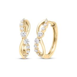 Diamond Twist Hoop Earrings 1/4 ct tw 10K Yellow Gold