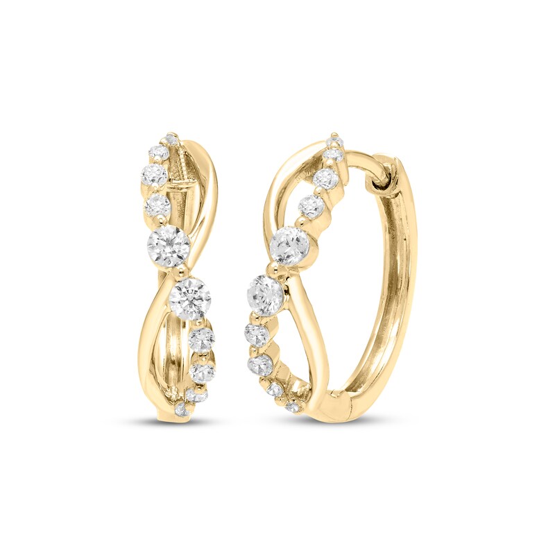 Main Image 1 of Diamond Twist Hoop Earrings 1/4 ct tw 10K Yellow Gold