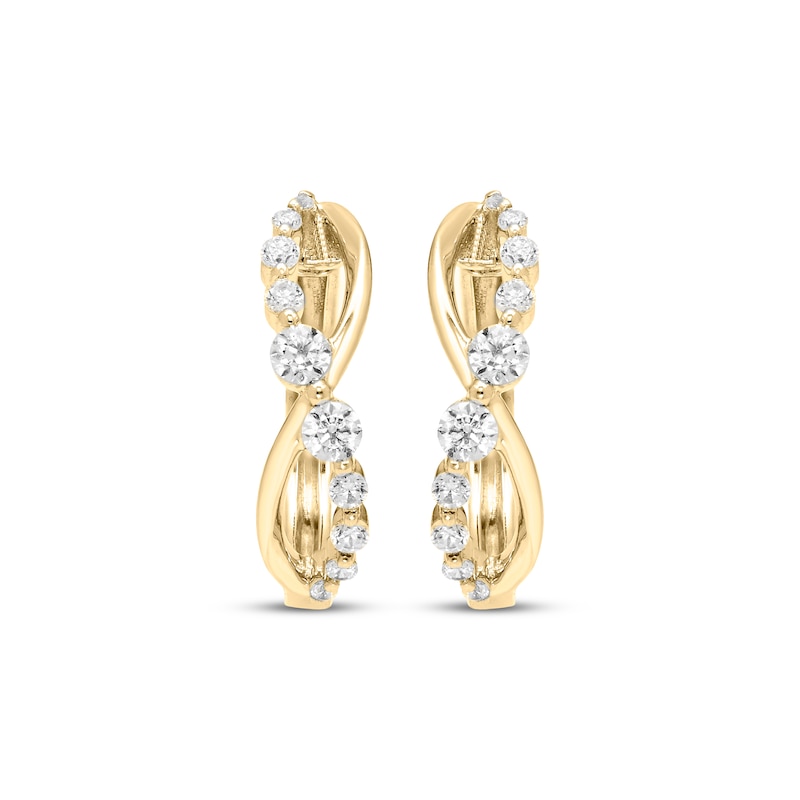 Main Image 2 of Diamond Twist Hoop Earrings 1/4 ct tw 10K Yellow Gold