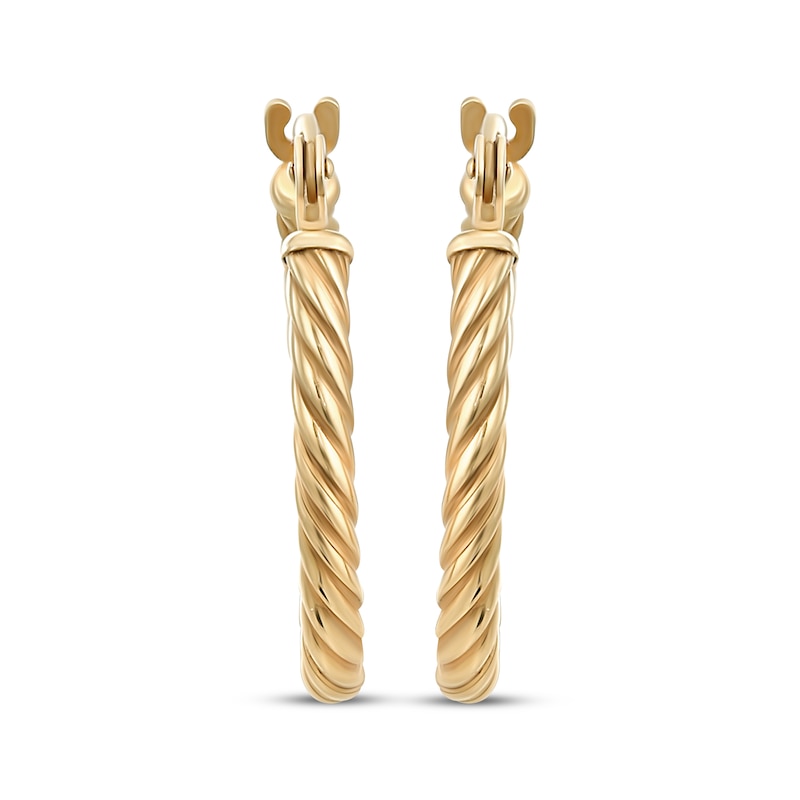 Main Image 2 of Hollow Oval Twist Hoop Earrings 17mm 14K Yellow Gold