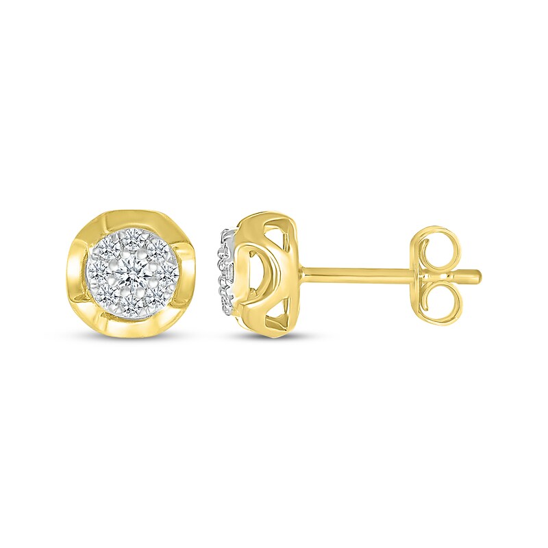 Main Image 3 of Multi-Diamond Stud Earrings 1/6 ct tw 10K Yellow Gold