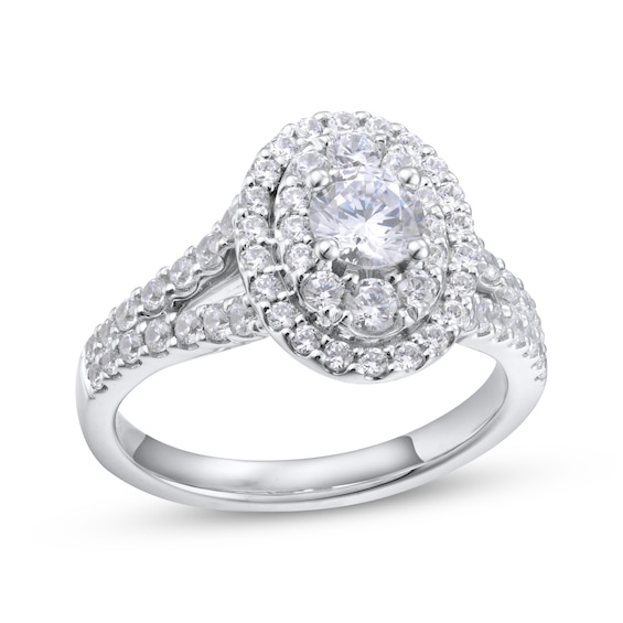Adore Round-Cut Diamond Double Oval Halo Engagement Ring 1-1/2 ct tw 14K White Gold