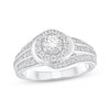 Thumbnail Image 1 of Adore Round-Cut Diamond Halo Bypass Engagement Ring 5/8 ct tw 14K White Gold