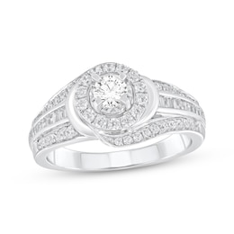 Adore Round-Cut Diamond Halo Bypass Engagement Ring 5/8 ct tw 14K White Gold