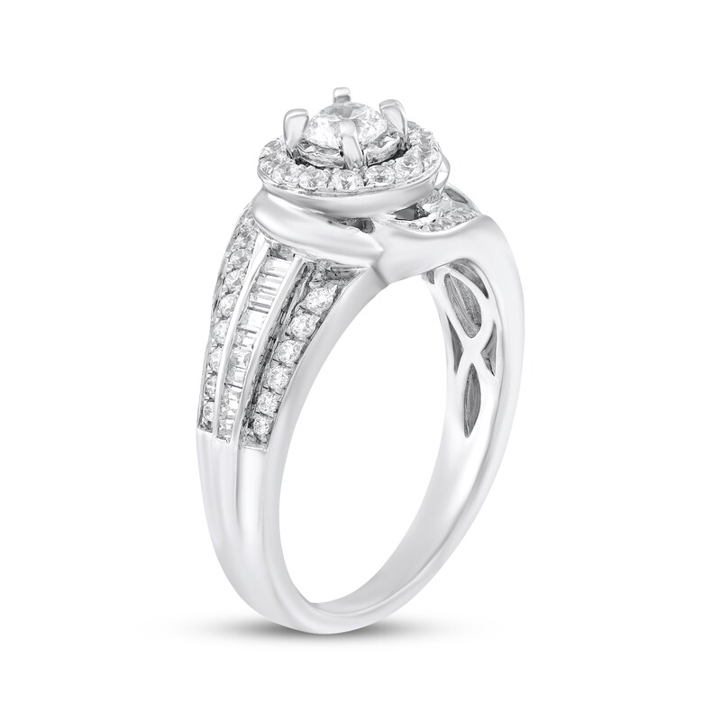 Main Image 2 of Adore Round-Cut Diamond Halo Bypass Engagement Ring 5/8 ct tw 14K White Gold