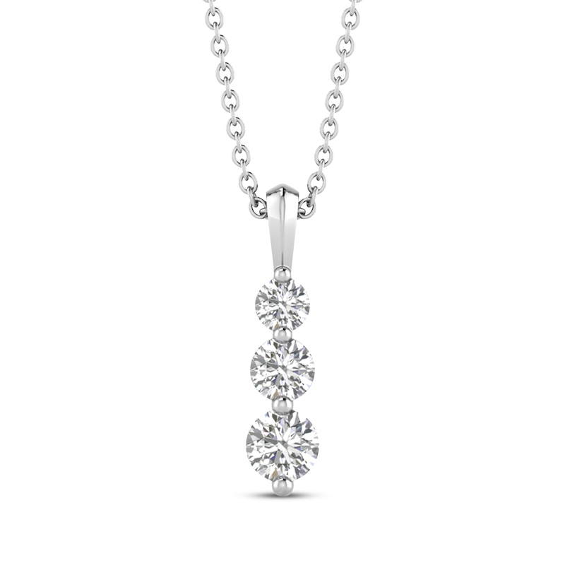 Main Image 1 of Memories, Moments, Magic Diamond Three-Stone Necklace 1/2 ct tw 10K White Gold 18"