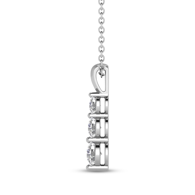 Main Image 2 of Memories, Moments, Magic Diamond Three-Stone Necklace 1/2 ct tw 10K White Gold 18"