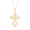 Thumbnail Image 1 of Diamond-Cut Fleur-de-Lis Cross Necklace 10K Yellow Gold 18"