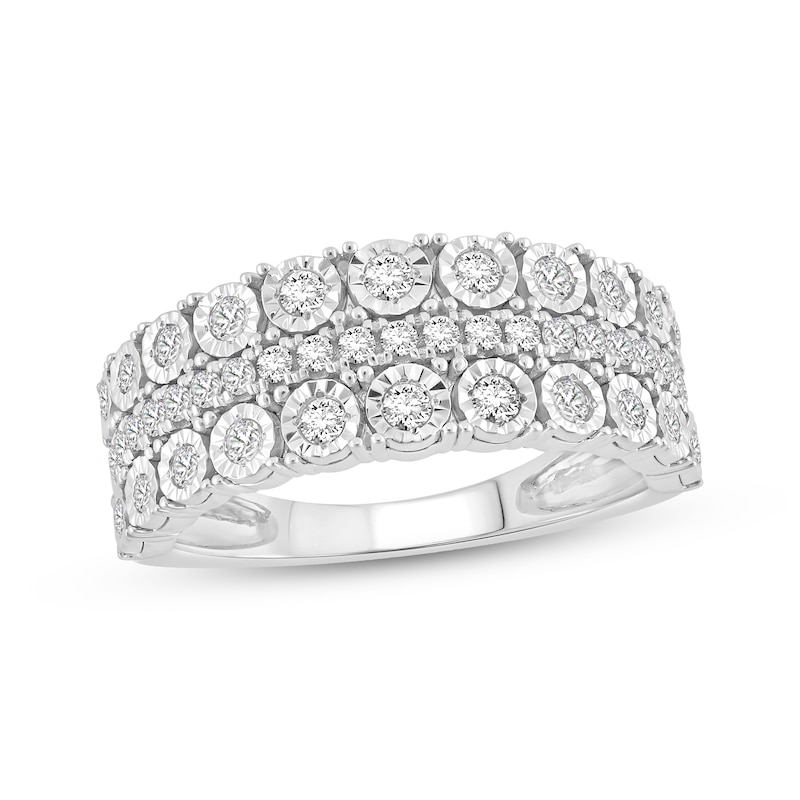 Main Image 1 of Adore Diamond Three-Row Anniversary Ring 1/2 ct tw 10K White Gold