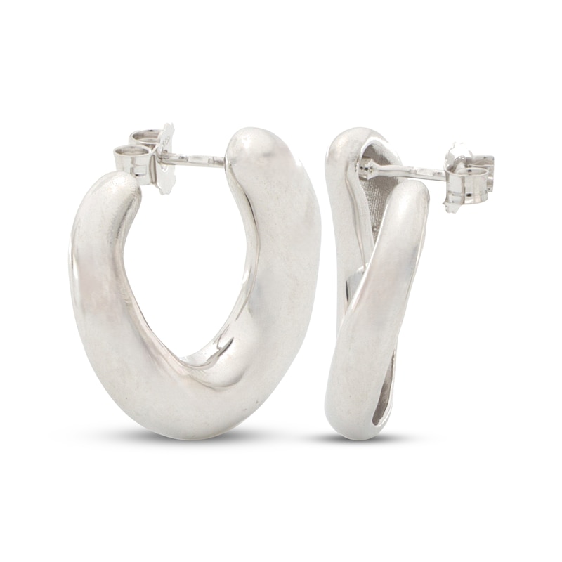 Main Image 1 of Swirl Hoop Earrings Sterling Silver