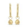 Thumbnail Image 2 of Round Hoop Earrings with Ball Dangles 14K Yellow Gold