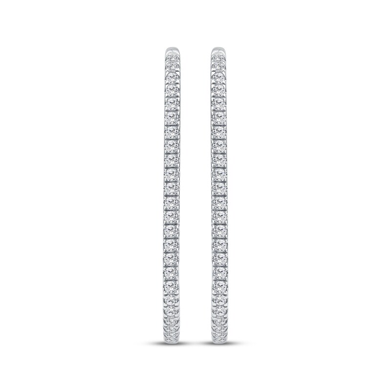 Main Image 2 of Diamond Elongated Oval Hoop Earrings 1/2 ct tw 10K White Gold