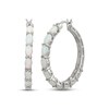 Thumbnail Image 1 of Oval-Cut Lab-Created Opal Hoop Earrings Sterling Silver