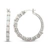 Thumbnail Image 3 of Oval-Cut Lab-Created Opal Hoop Earrings Sterling Silver