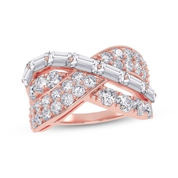 KAY Lab-Grown Diamonds Baguette & Round-Cut Crossover Ring 2 ct tw 14K Rose Gold