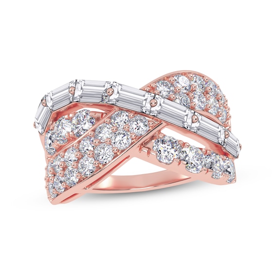 KAY Lab-Grown Diamonds Baguette & Round-Cut Crossover Ring 2 ct tw 14K Rose Gold