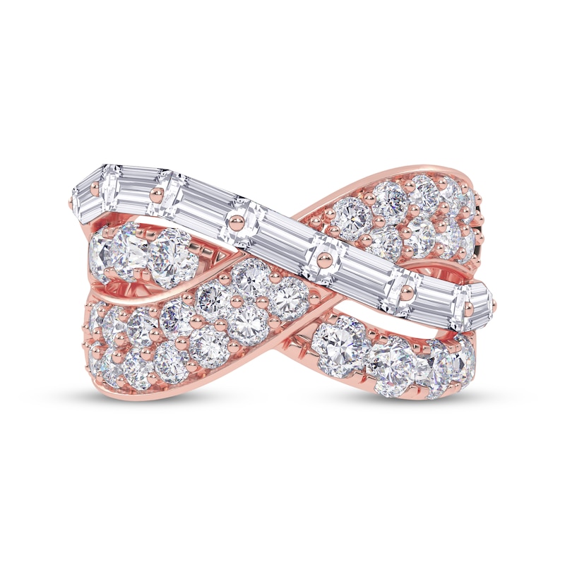Main Image 3 of KAY Lab-Grown Diamonds Baguette & Round-Cut Crossover Ring 2 ct tw 14K Rose Gold