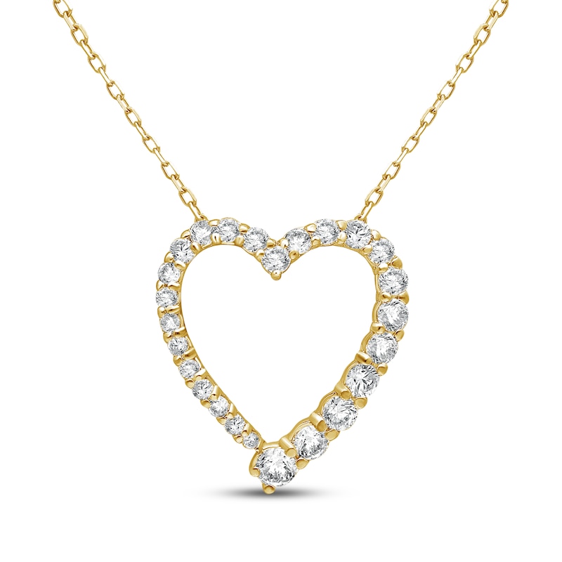 Main Image 1 of KAY Lab-Grown Diamonds Graduated Heart Necklace 1/2 ct tw 14K Yellow Gold 18"