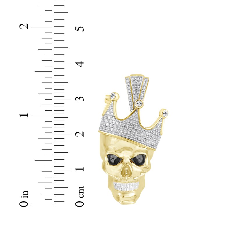 Main Image 3 of Men's Diamond Skull with Crown Charm 1/2 ct tw 10K Yellow Gold