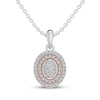 Thumbnail Image 1 of Multi-Diamond Oval Double Frame Necklace 1/5 ct tw Sterling Silver & 10K Rose Gold 18"
