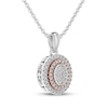 Thumbnail Image 2 of Multi-Diamond Oval Double Frame Necklace 1/5 ct tw Sterling Silver & 10K Rose Gold 18"