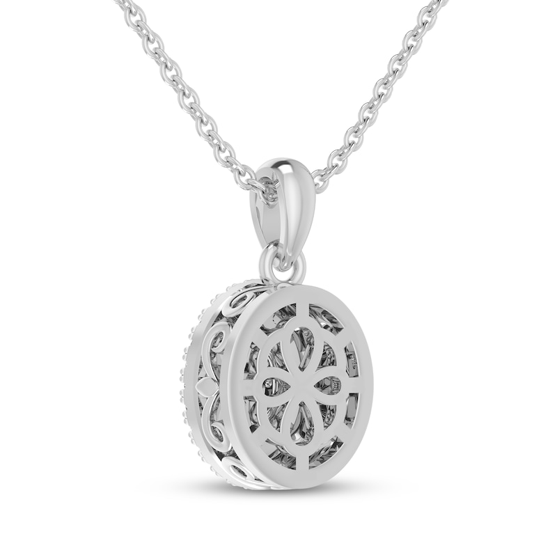 Main Image 3 of Multi-Diamond Oval Double Frame Necklace 1/5 ct tw Sterling Silver & 10K Rose Gold 18"