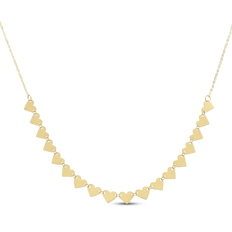 Main Image 1 of Polished Hearts Necklace 10K Yellow Gold 18"