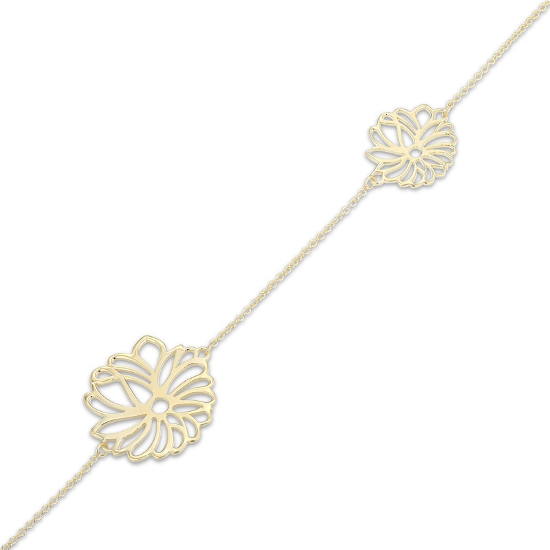 Main Image 3 of Flower Outline Station Bracelet 18K Yellow Gold-Plated Sterling Silver 7.5"