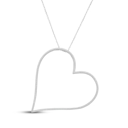 Diamond Tilted Heart Necklace 1/2 ct tw Sterling Silver 18"