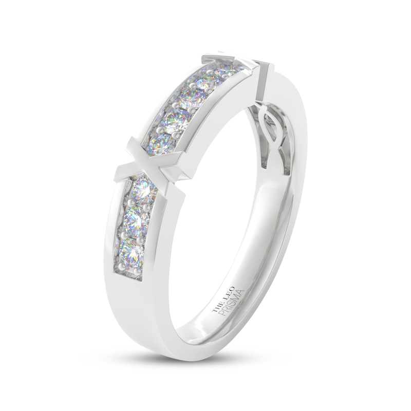 Main Image 2 of Men's THE LEO Prisma Diamond "X" Wedding Band 1/2 ct tw 14K White Gold