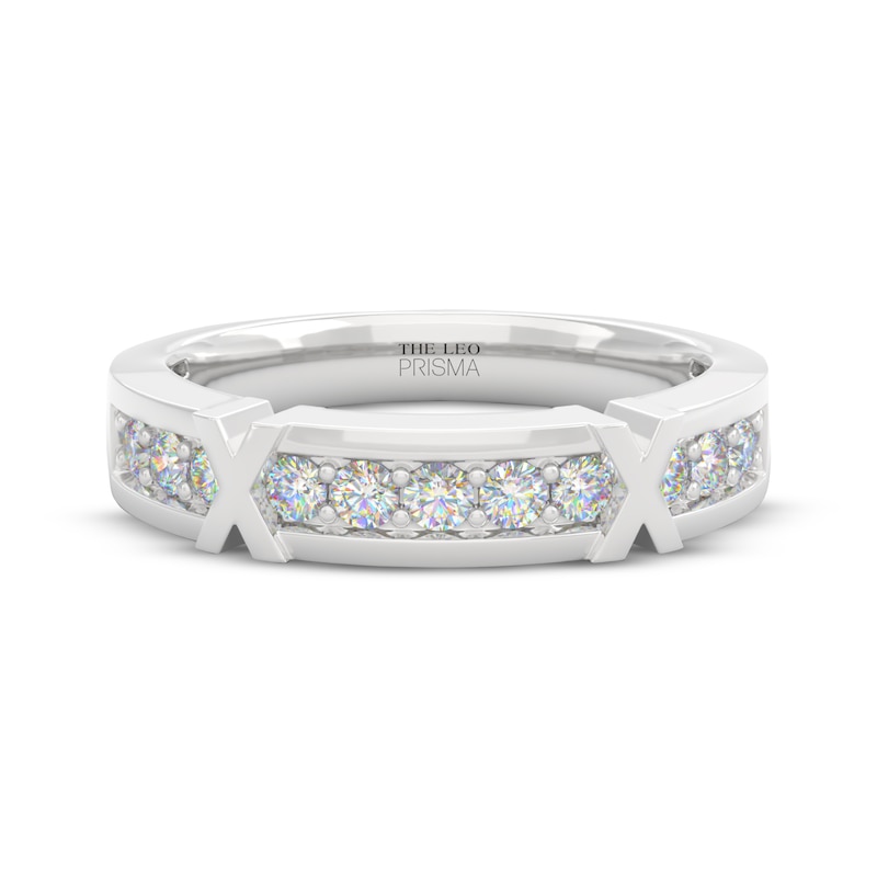 Main Image 3 of Men's THE LEO Prisma Diamond "X" Wedding Band 1/2 ct tw 14K White Gold