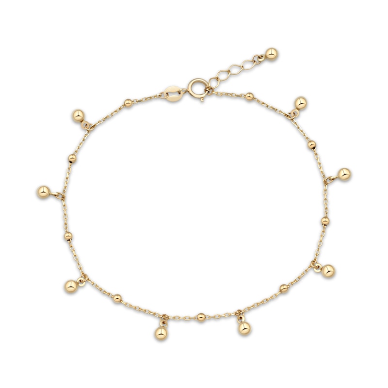 Main Image 2 of Bead Station & Dangle Bracelet Hollow 10K Yellow Gold 7.5"